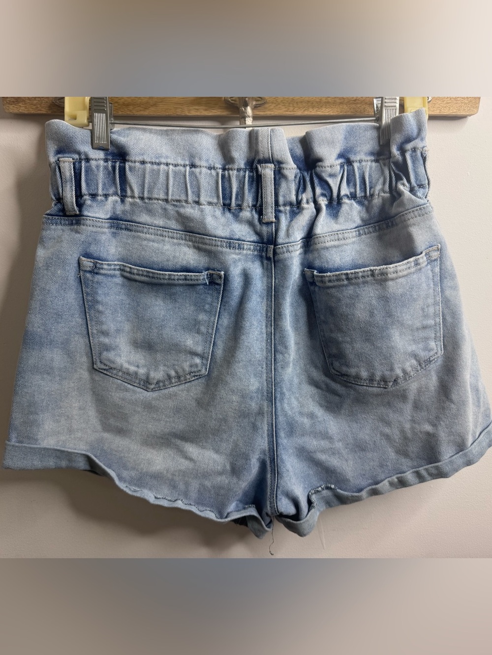 Almost Famous Light Blue Denim Shorts with Elastic Waist - Picture 2 of 3